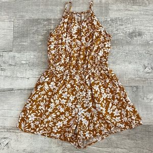 Old Navy Spaghetti Strap Floral Romper Size‎ S Small Mustard White